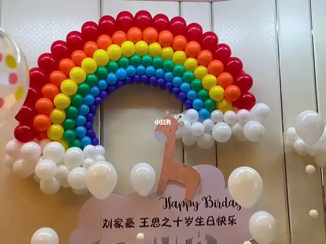 包厢大彩虹气球生日派对布置