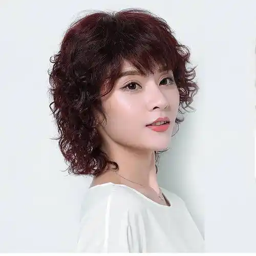 高端假发真全头套式短卷发蓬松自然中发年妈妈老t型中长发女发奢