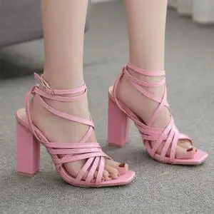 鞋 女鞋 高跟凉鞋 鱼嘴粉色凉鞋