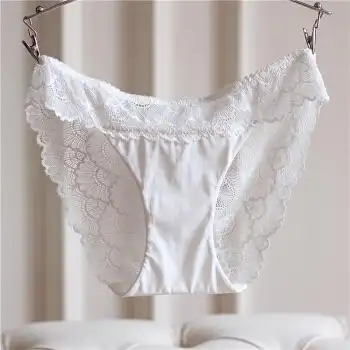 欧美女士内裤三角裤低腰蕾丝网纱性感透明无痕可爱春夏诱惑 白色 l