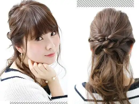 >  时尚发型  很有淑女气质的一款简单发型扎法,披肩的蓬松卷发扎简单