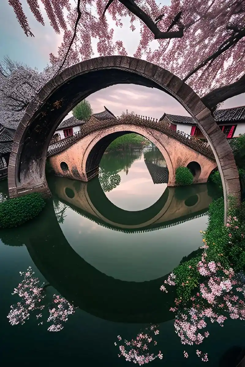 阳春三月,美丽的江南我来了#抖音ai绘画 #江南水乡风景 # - 抖音