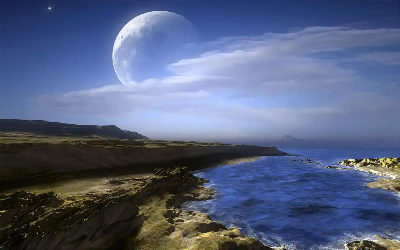 月球星空背景创意摄影唯美高清桌面壁纸图片 (二)