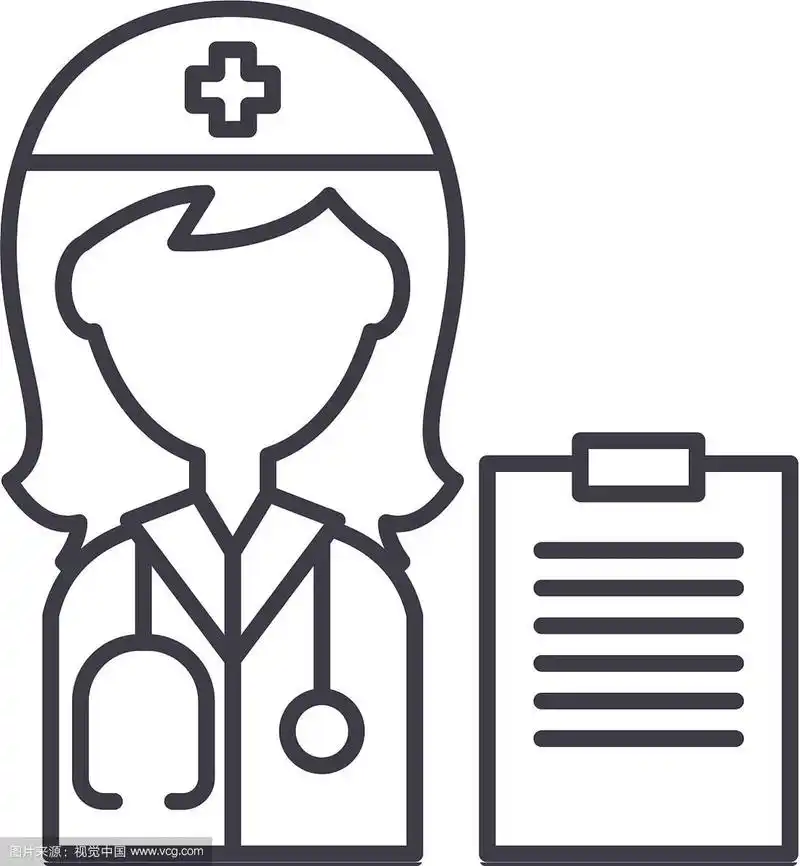 女医生线图标概念女医生