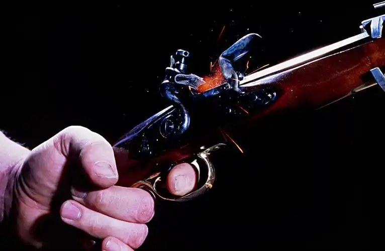 燧发枪,手枪,序列,四个,高速,照片,火药,火花