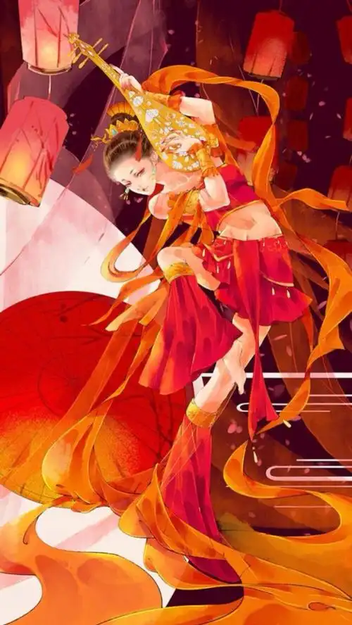 动漫古风舞女红琴