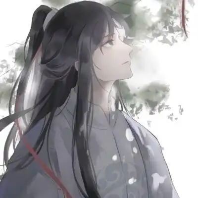 白色长发古风二次元男