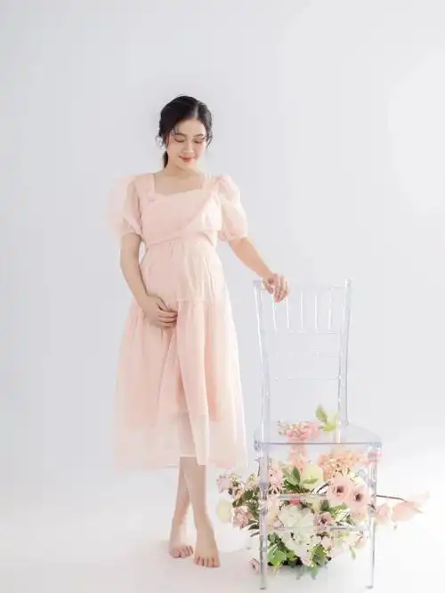 新款影楼孕妇拍照大肚写真服装法式公主风仙女欧根纱连衣裙孕妇照