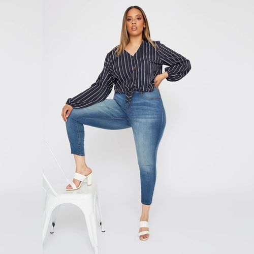 200斤大码女装胖mm外贸欧美单修身显瘦高腰弹力紧身牛仔裤长秋