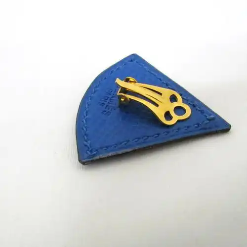 hermes爱马仕耳环皮革三角形配饰简单蓝色型推青扇子型女士东大阪商店