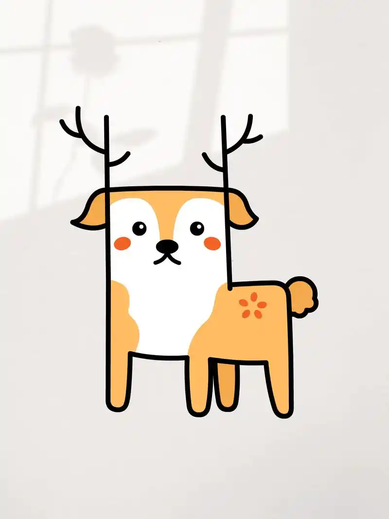 教你用大写字母h画一只可爱的梅花鹿