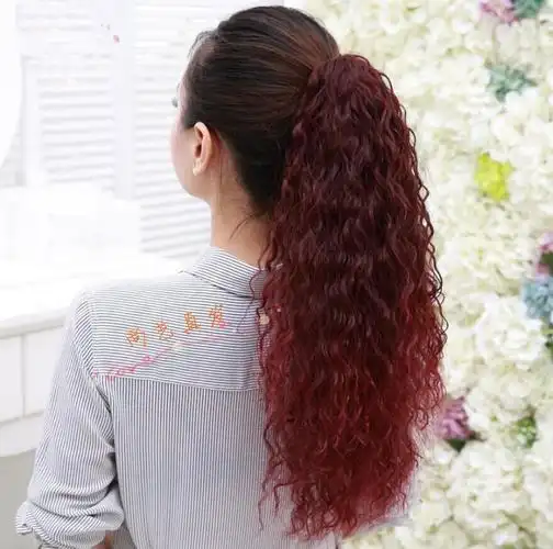 马尾真发假发蓬松玉米螺丝卷长卷发捆绑式无痕马尾