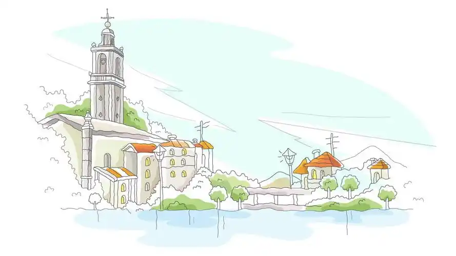 城市风光简笔画高清宽屏壁纸