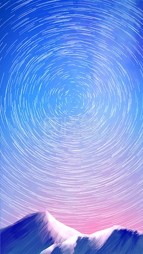 图怪兽原创元素 蓝色 紫色 星空 星轨 风景 天空
