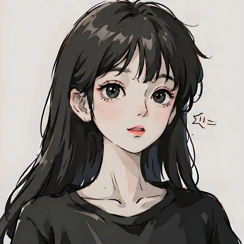 厚涂黑发女孩头像