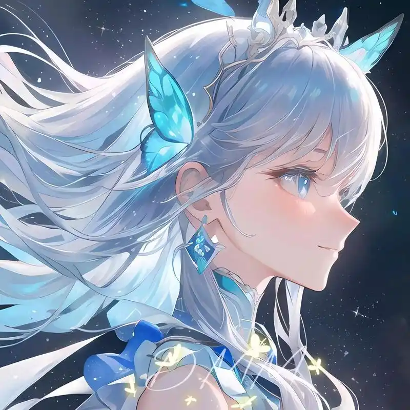 蓝色动漫女生头像 78梦幻有意境78颜值绝美      作者一只大毛毛