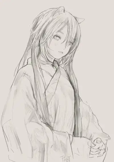 线稿 手稿 黑白素材 少女 服装设计 p站 人物设计 素描 美女 动漫