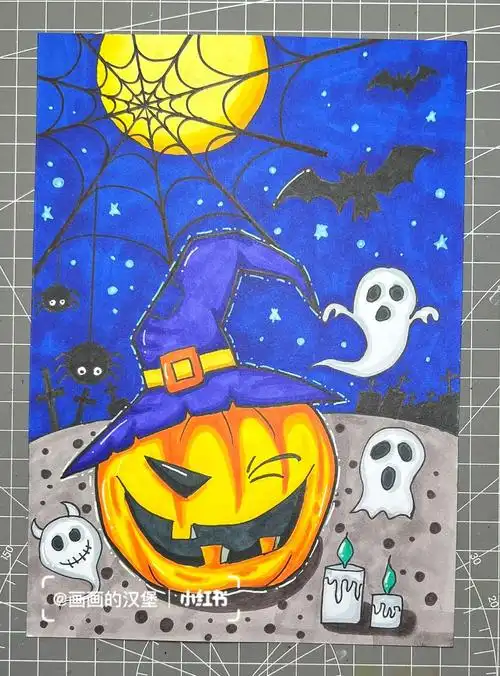 马克笔儿童画万圣节主题画