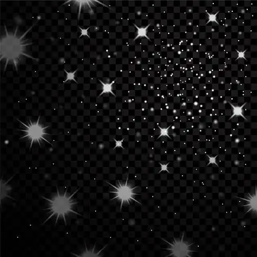 银色的星星,黑色的夜空,透明图片