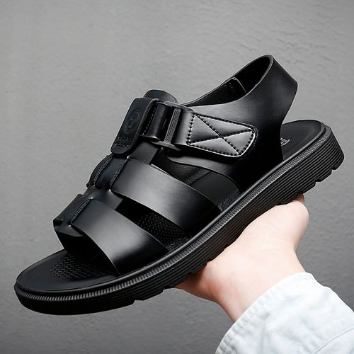 皮凉鞋男真皮透气厚底休闲磨术贴2022夏季新款青年百搭外穿沙滩鞋