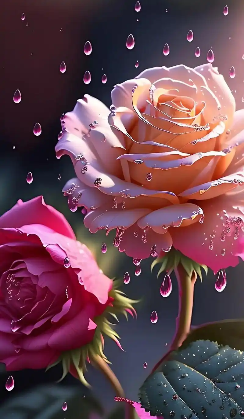 抖音图文来了  #治愈系壁纸 鲜艳夺目玫瑰,带着晶莹剔透的 - 抖音