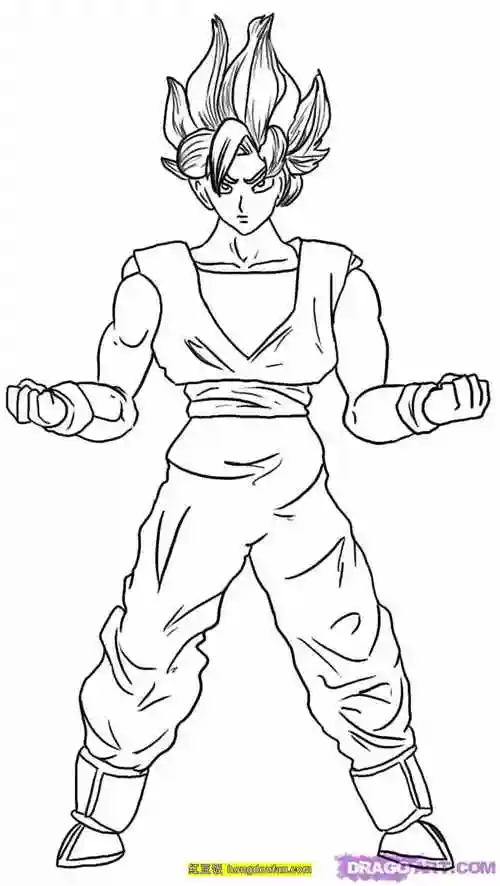 11张战斗中的七龙珠小悟空卡通涂色图片免费下载-红豆饭小学生简笔画