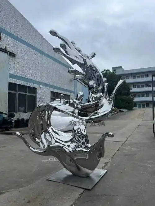 不锈钢镜面海浪造型雕塑水花水滴海浪售楼部水景系列雕塑