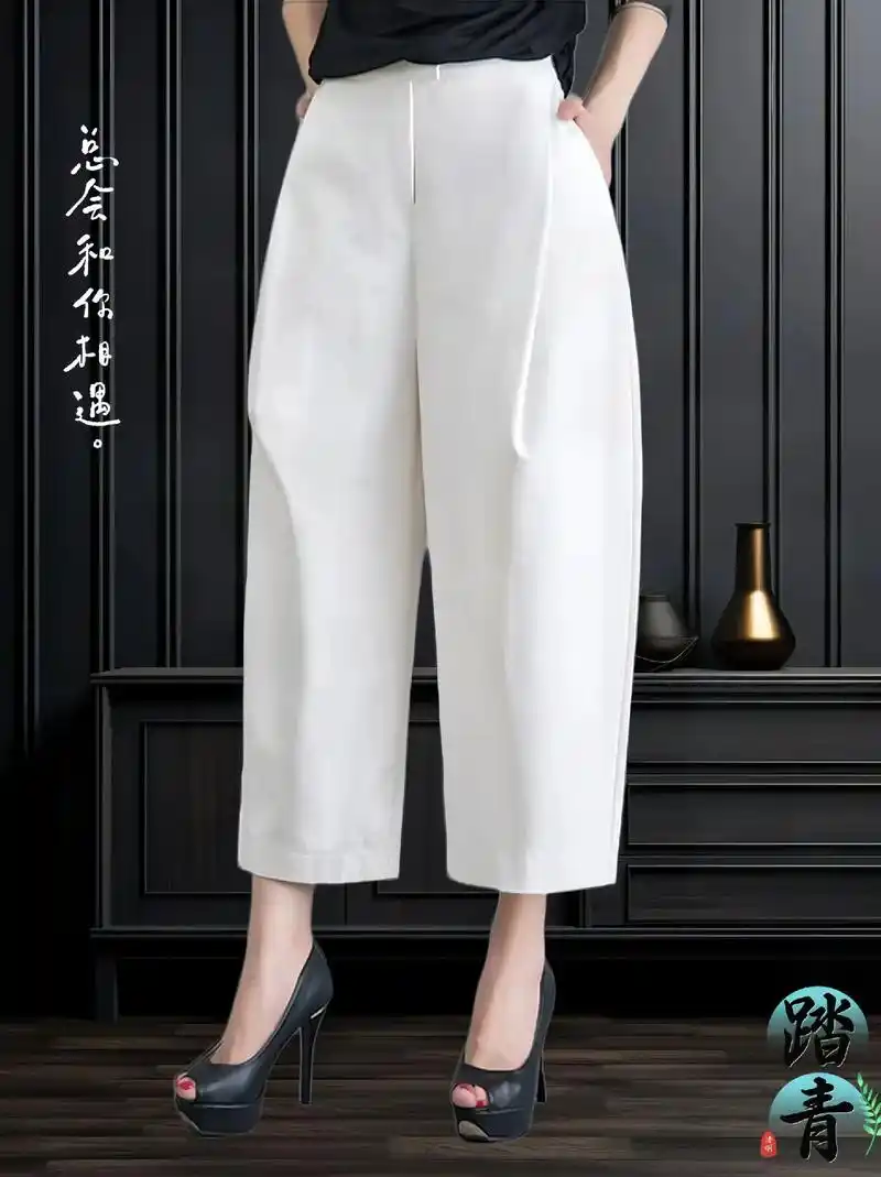 2024新款百搭灯笼裤来了.这款白色裤子.