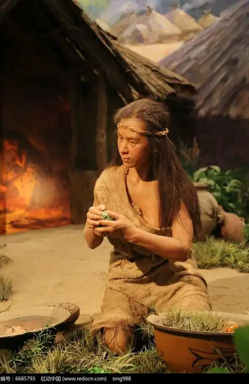 原始人妇女蜡像高清图片下载_红动中国