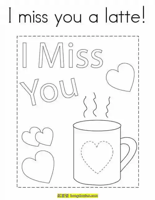 10张missyou英文单词描红卡通儿童简笔画