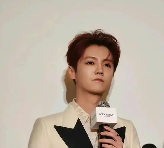 鹿晗今日份活动生图来啦身着白色拼接西服