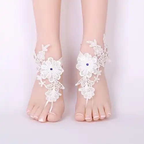 欧美饰品 新娘沙滩水钻脚链 光脚赤脚鞋满钻连趾脚饰花朵脚饰