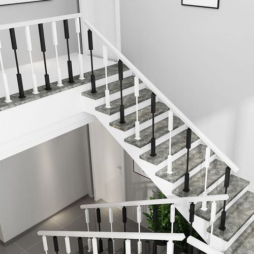 简约楼梯扶手阁楼铁艺栏杆立柱实木家用围栏别墅阳台室内复式护栏