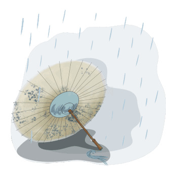 古风清明节油纸伞下雨