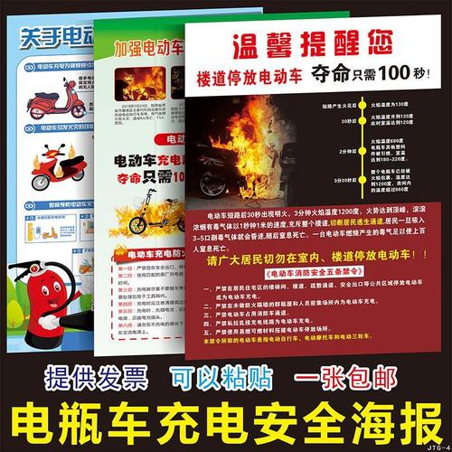 电动车充电安全知识宣传海报消防预防电动车防火起火火灾展板墙贴
