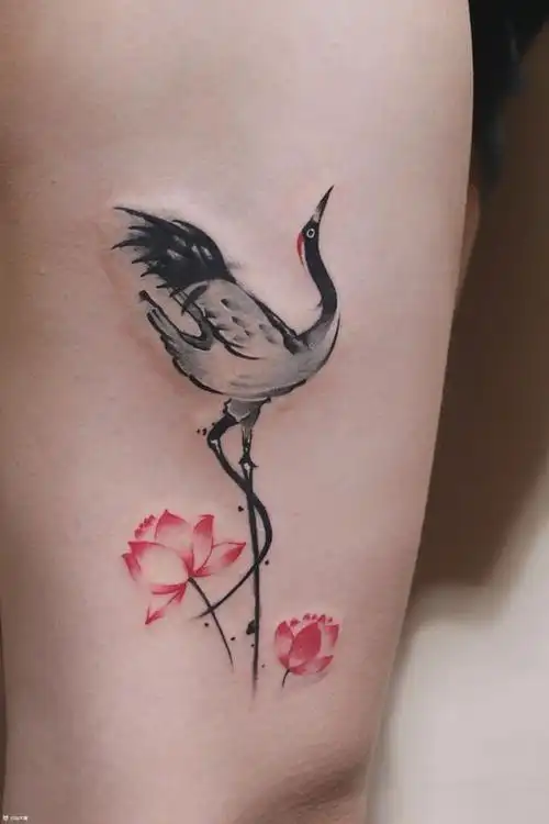 仙鹤中国风纹身图案大全 - 纹身大咖