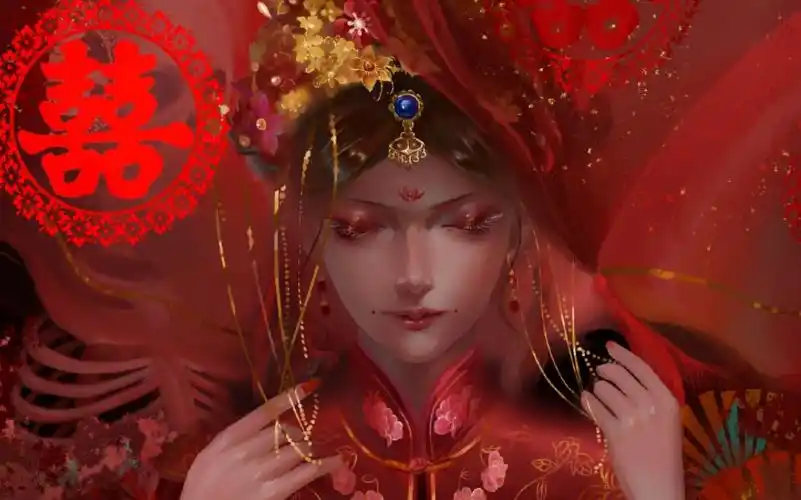 活动作品板绘过程囍红衣进白衣出不是大喜就是大悲爆肝十四小时之作