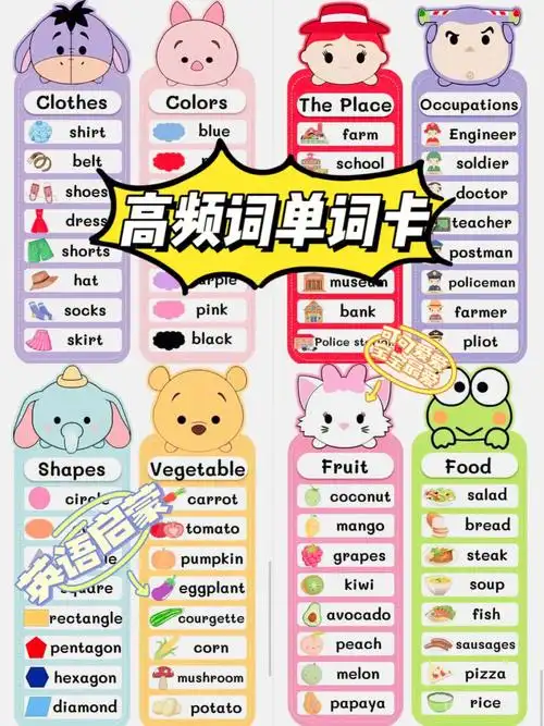 英语启蒙超可爱的高频词单词卡