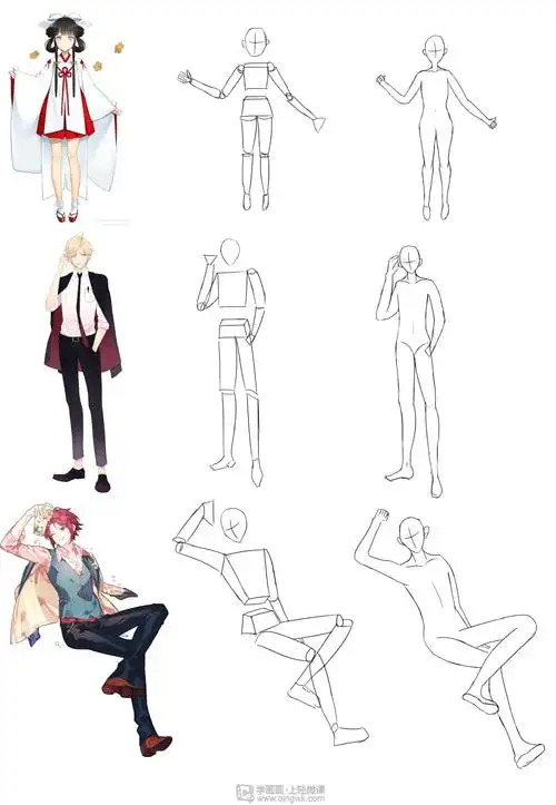 作业:动漫人体绘画学习之日式漫画人体比例画法与训练 - 嘀哒哒