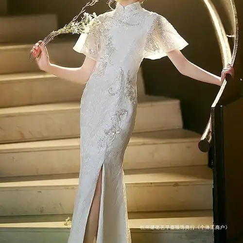 女童古筝演出服儿童原创民乐大合唱晚礼服弹旗袍中国