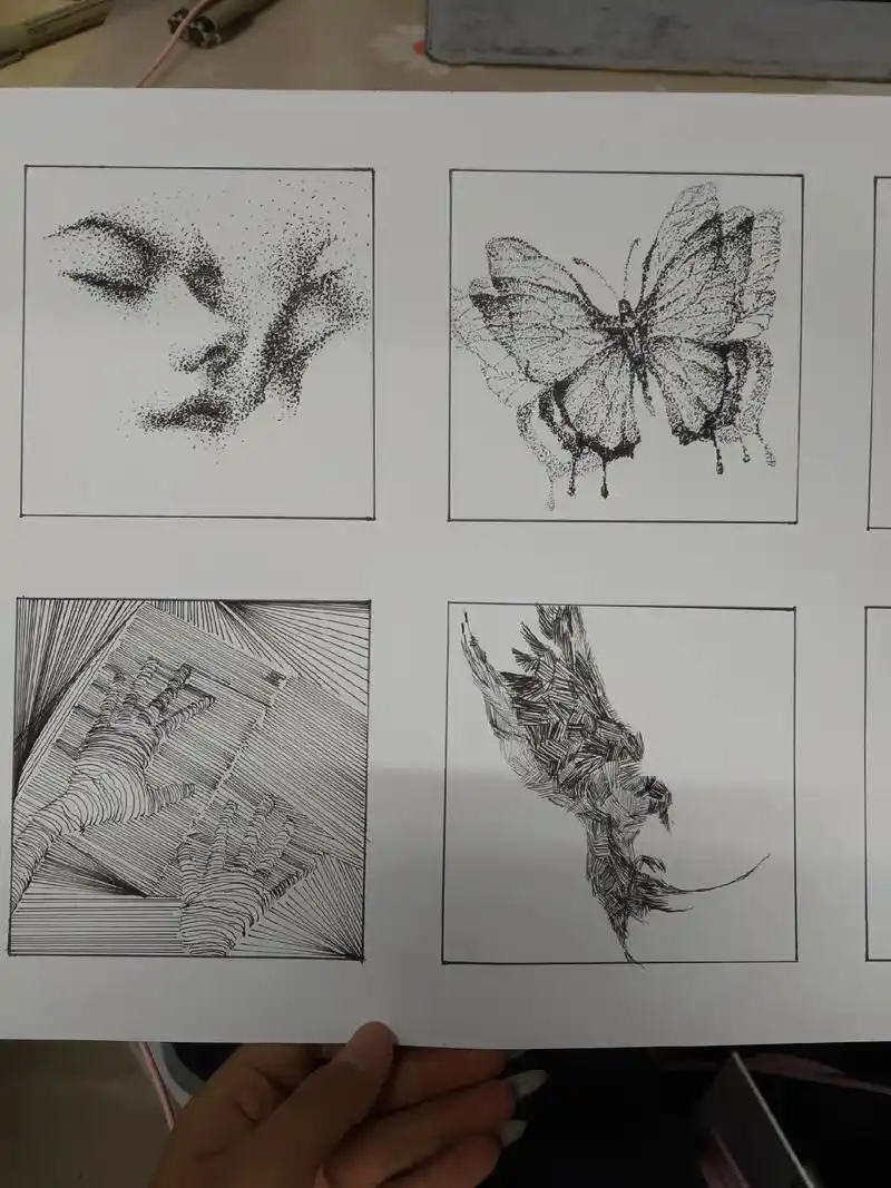 构成点,线,面【临摹】#临摹 #黑白线描画 #手绘 - 抖音