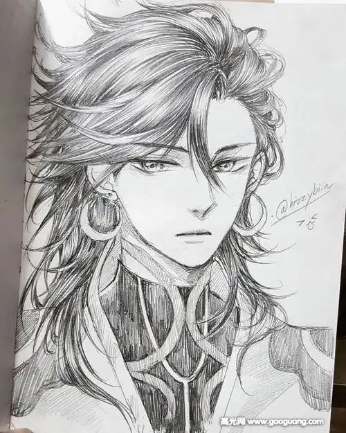 动漫人物手绘黑白线稿大神级动漫人物手绘图