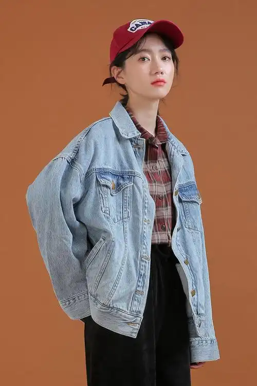 蜜妃儿网红牛仔外套女春秋bf抖音复古港味韩版浅色百搭牛仔衣