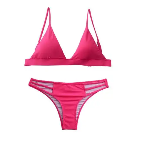 新款三角比基尼泳衣游泳聚拢性感泳装弹性绑带比基尼