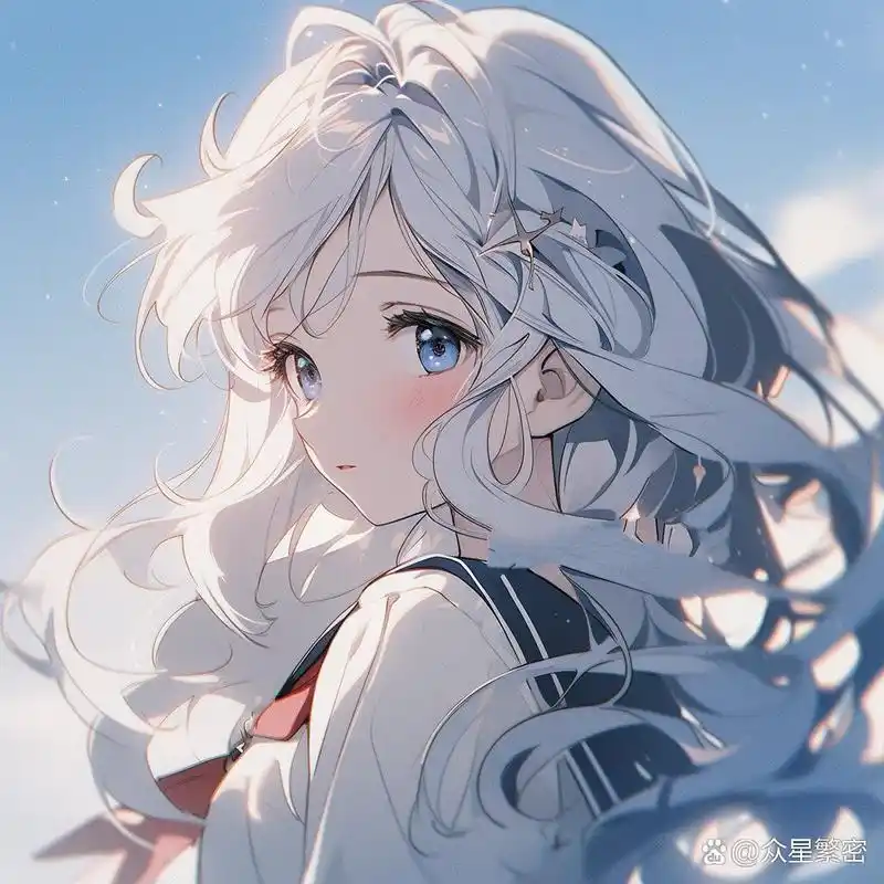 水手服白发少女|女生动漫头像