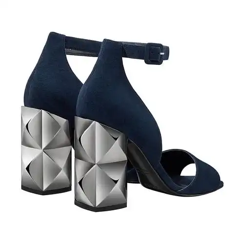 hermes爱马仕女鞋 夏季鱼嘴高跟鞋露趾凉鞋绒面钌漆亮面9.