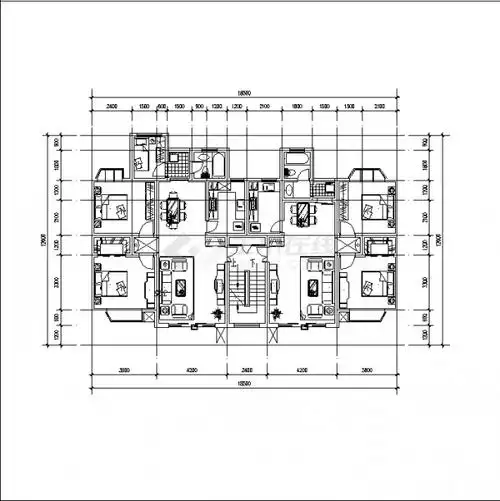 70种一梯两户户型住宅楼建筑设计施工cad图纸