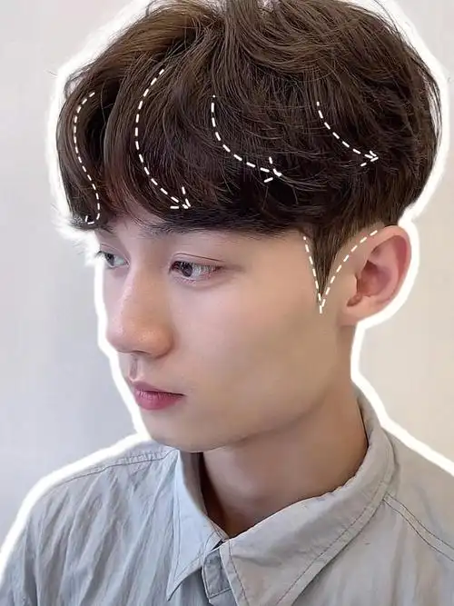 男生韩式中分纹理77服贴烫