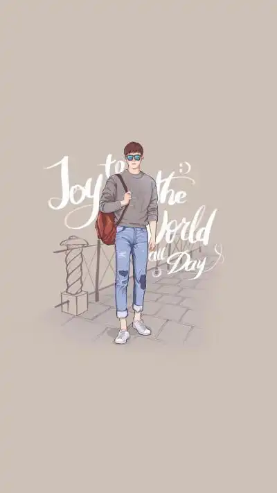 帅气卡通潮男唯美插画