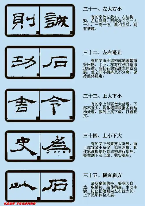 隶书入门结字案头必备《隶书的结构技法口诀》